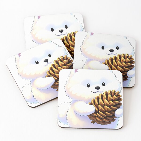 Item preview, Cute Samoyed Puppy Hugging Autumn Pinecone designed and sold by pumsquare.