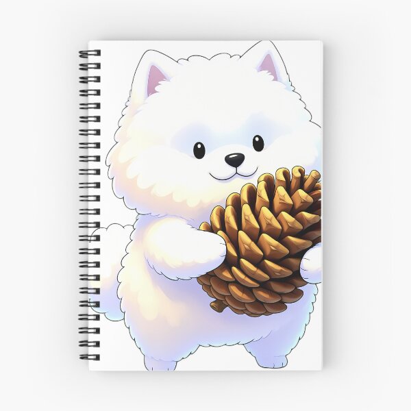 Item preview, Cute Samoyed Puppy Hugging Autumn Pinecone designed and sold by pumsquare.