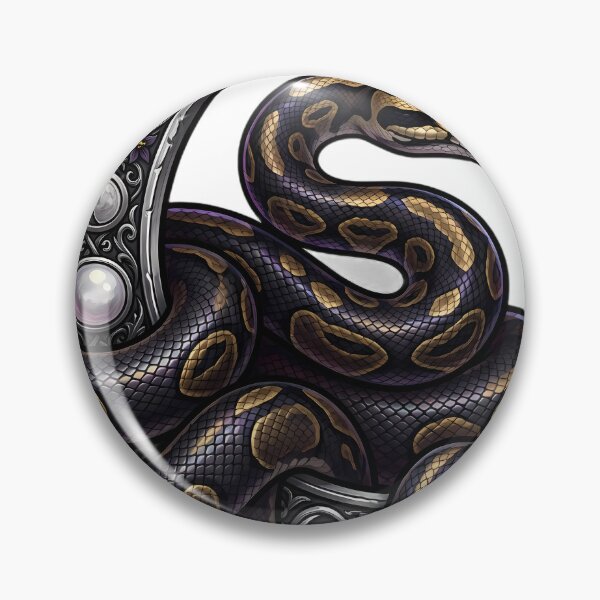 Item preview, Gothic Ball Python Coiled Around Silver Harvest Moon designed and sold by IllumeInk.