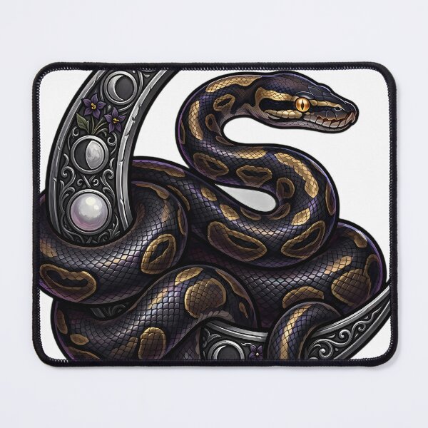 Item preview, Gothic Ball Python Coiled Around Silver Harvest Moon designed and sold by IllumeInk.