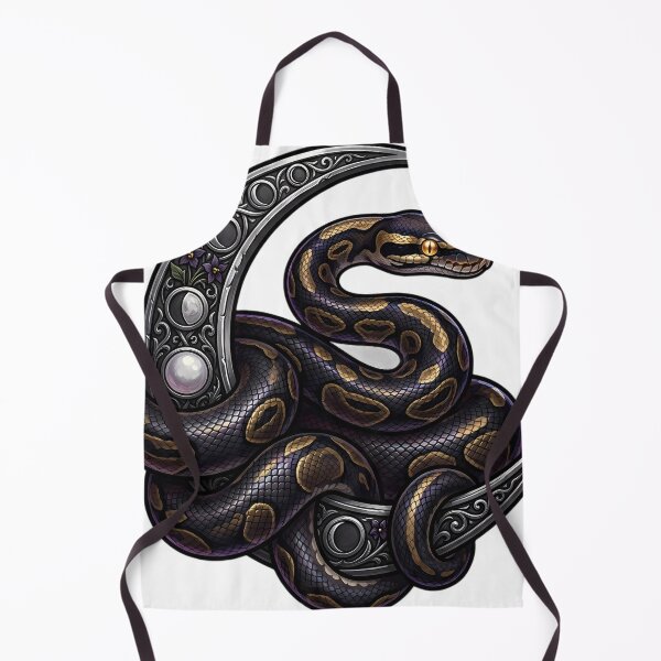 Item preview, Gothic Ball Python Coiled Around Silver Harvest Moon designed and sold by IllumeInk.