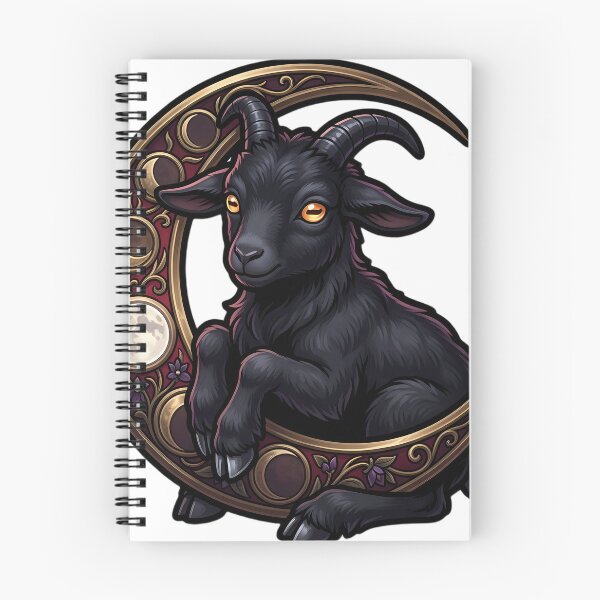 Item preview, Gothic Black Goat Kid Antique Bronze Lunar Crest designed and sold by IllumeInk.