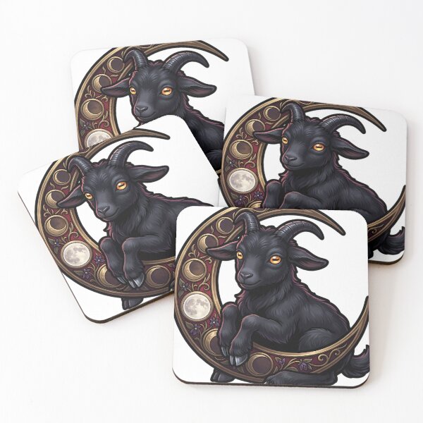 Item preview, Gothic Black Goat Kid Antique Bronze Lunar Crest designed and sold by IllumeInk.