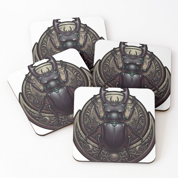 Item preview, Gothic Stag Beetle Obsidian Harvest Moon Plate designed and sold by IllumeInk.