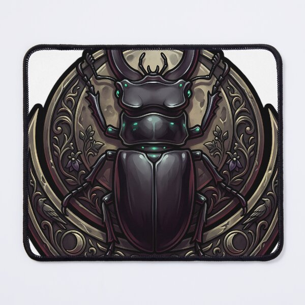 Item preview, Gothic Stag Beetle Obsidian Harvest Moon Plate designed and sold by IllumeInk.