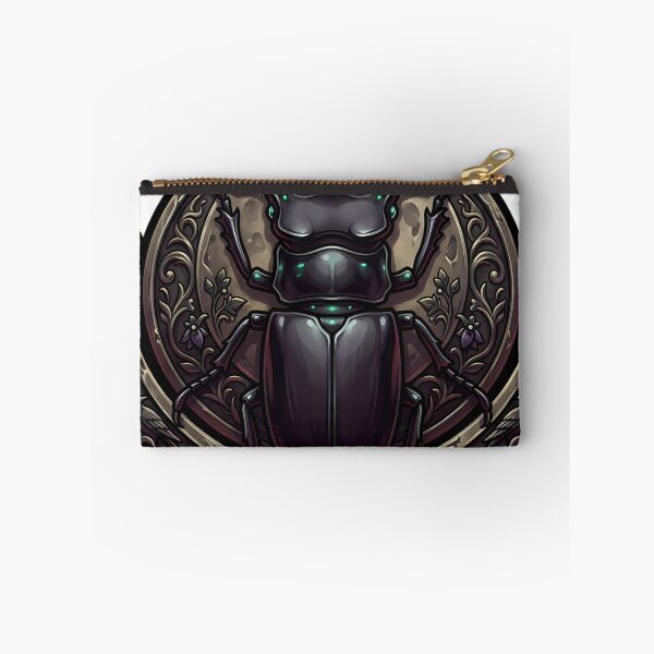 Item preview, Gothic Stag Beetle Obsidian Harvest Moon Plate designed and sold by IllumeInk.