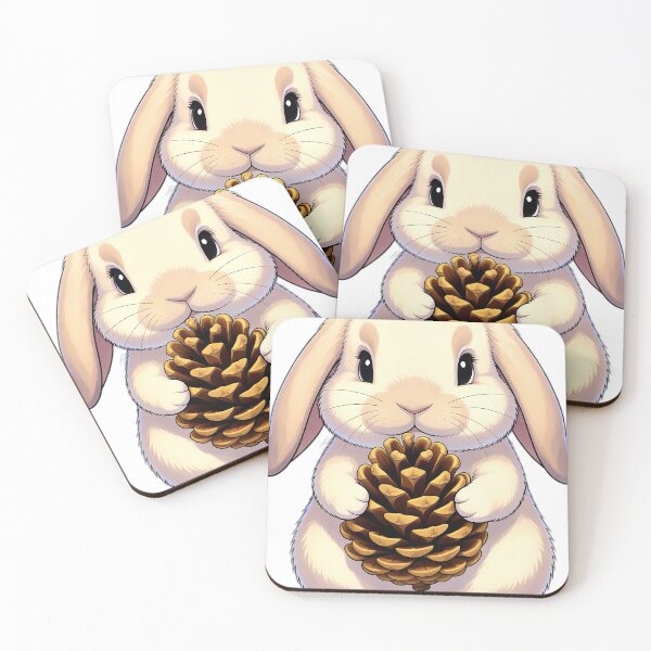 Item preview, Cute Holland Lop Bunny Hugging Autumn Pinecone designed and sold by pumsquare.