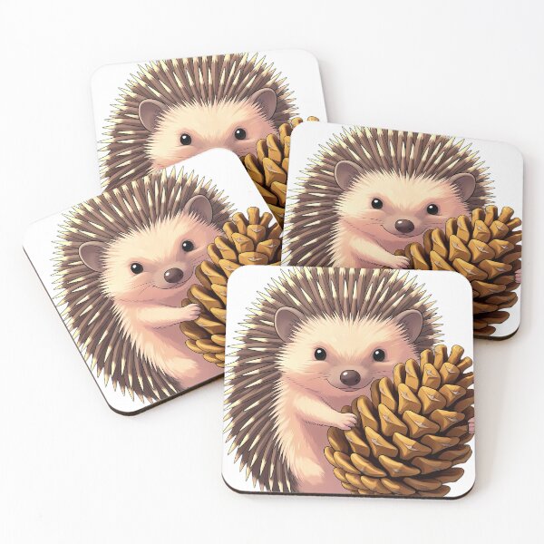 Item preview, Cute European Hedgehog Hugging Autumn Pinecone designed and sold by pumsquare.