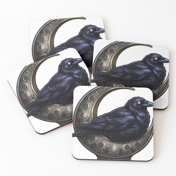 Item preview, Gothic Crow Antique Silver Harvest Moon Perch designed and sold by IllumeInk.