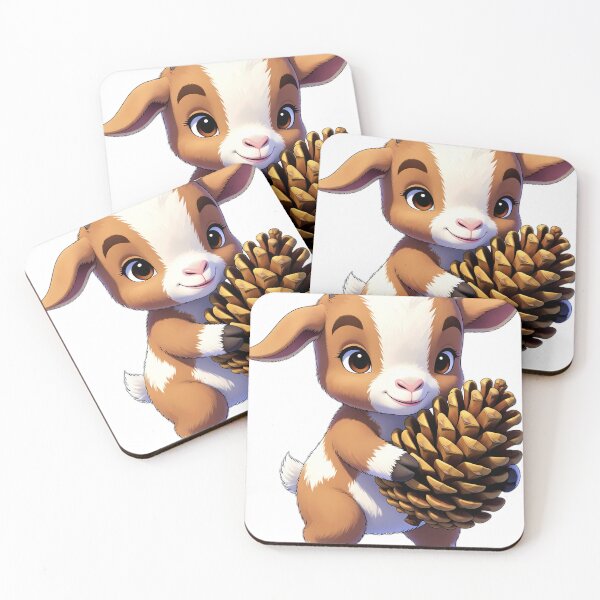 Item preview, Cute Pygmy Goat Kid Hugging Autumn Pinecone designed and sold by pumsquare.