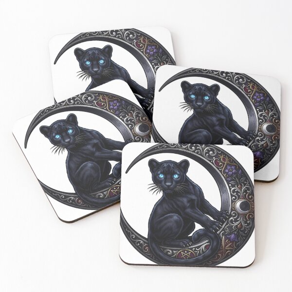 Item preview, Gothic Panther Cub Obsidian Harvest Moon Curve designed and sold by IllumeInk.