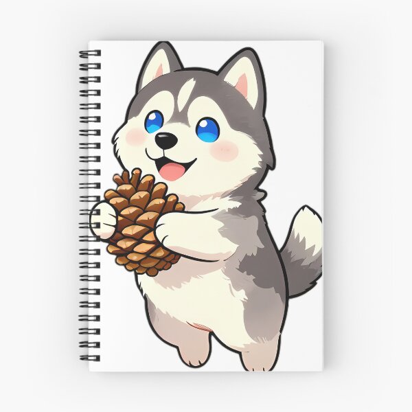 Item preview, Cute Siberian Husky Puppy Hugging Autumn Pinecone designed and sold by pumsquare.