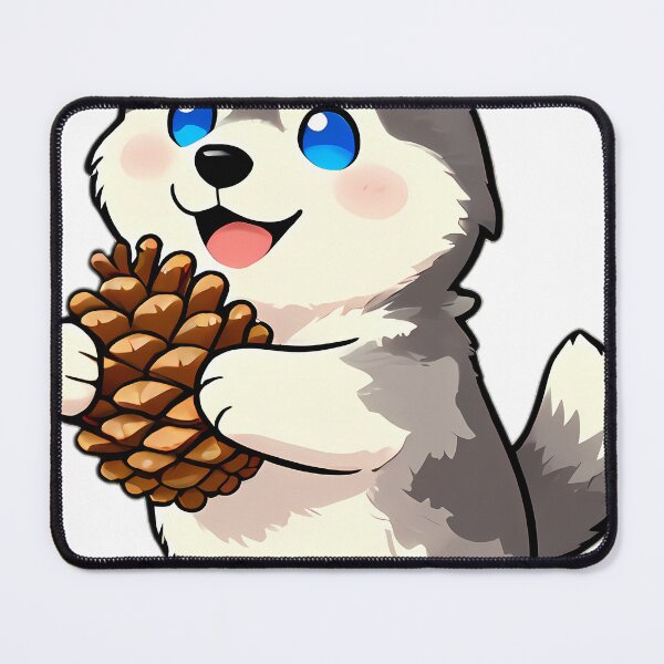 Item preview, Cute Siberian Husky Puppy Hugging Autumn Pinecone designed and sold by pumsquare.