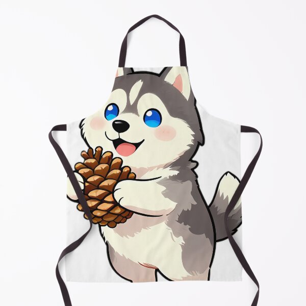 Item preview, Cute Siberian Husky Puppy Hugging Autumn Pinecone designed and sold by pumsquare.