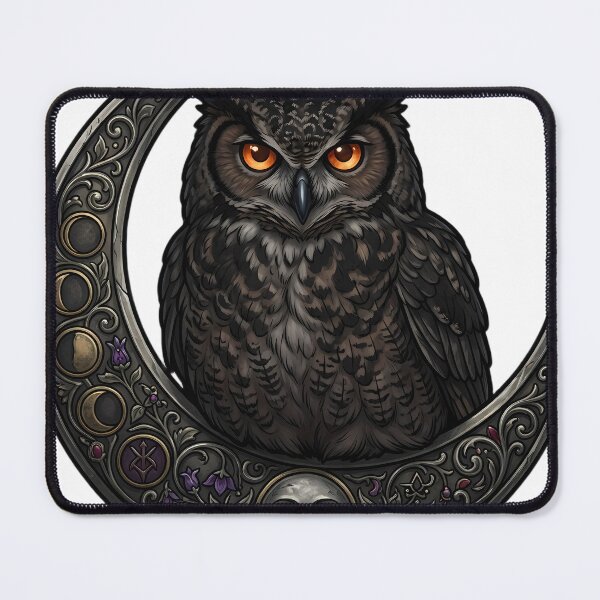 Item preview, Gothic Great Horned Owl Carved Pewter Lunar Crest designed and sold by IllumeInk.