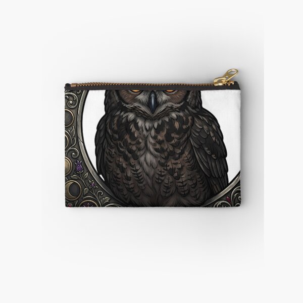Item preview, Gothic Great Horned Owl Carved Pewter Lunar Crest designed and sold by IllumeInk.
