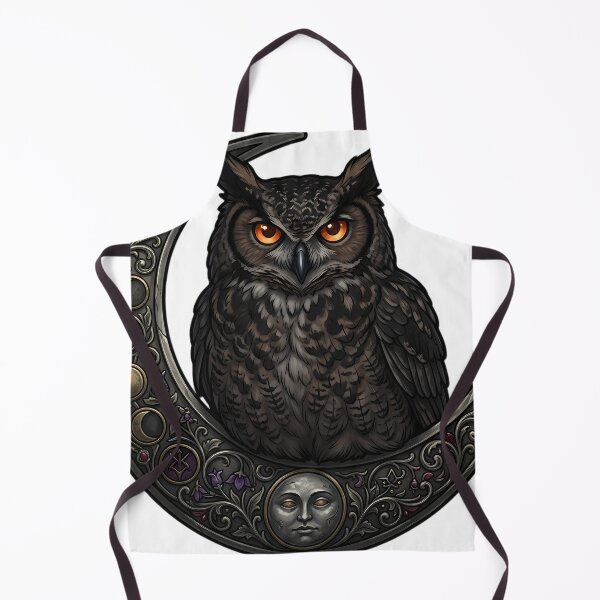 Item preview, Gothic Great Horned Owl Carved Pewter Lunar Crest designed and sold by IllumeInk.