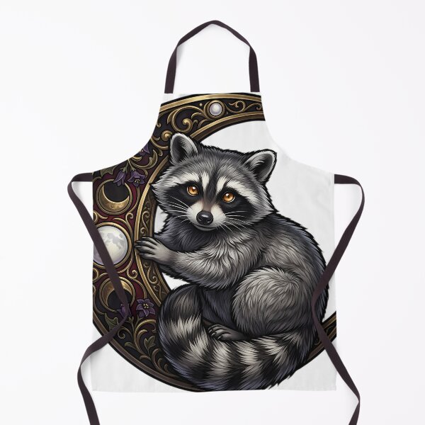 Item preview, Gothic Fluffy Raccoon Carved Brass Harvest Crescent designed and sold by IllumeInk.
