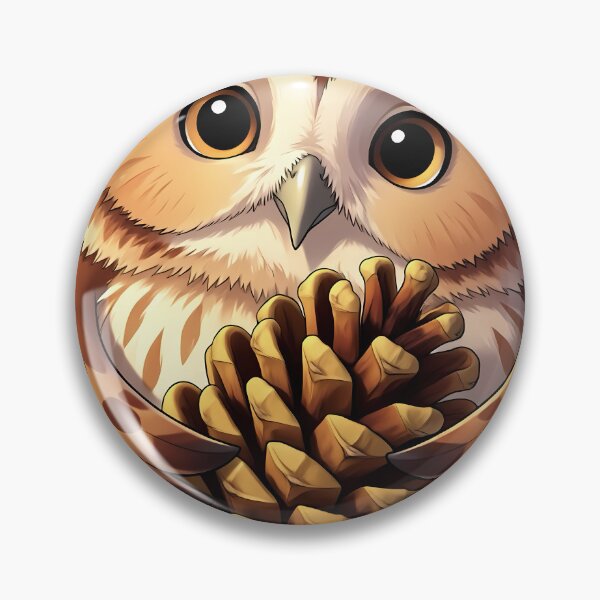 Item preview, Cute Little Tawny Owl Hugging Autumn Pinecone designed and sold by pumsquare.
