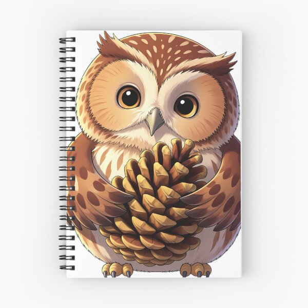 Item preview, Cute Little Tawny Owl Hugging Autumn Pinecone designed and sold by pumsquare.