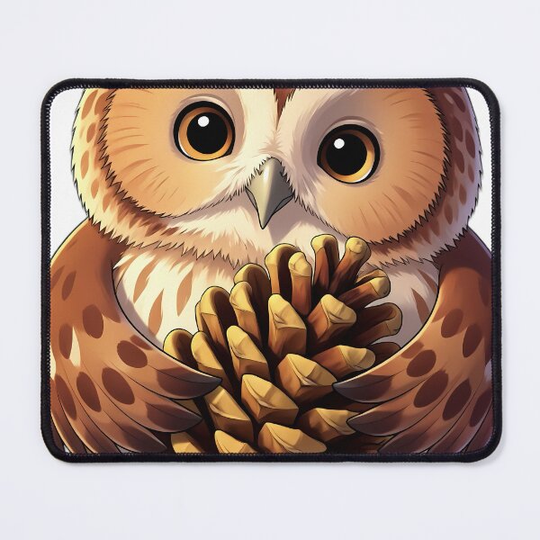 Item preview, Cute Little Tawny Owl Hugging Autumn Pinecone designed and sold by pumsquare.
