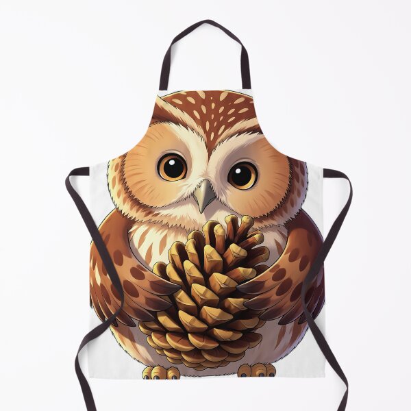 Item preview, Cute Little Tawny Owl Hugging Autumn Pinecone designed and sold by pumsquare.
