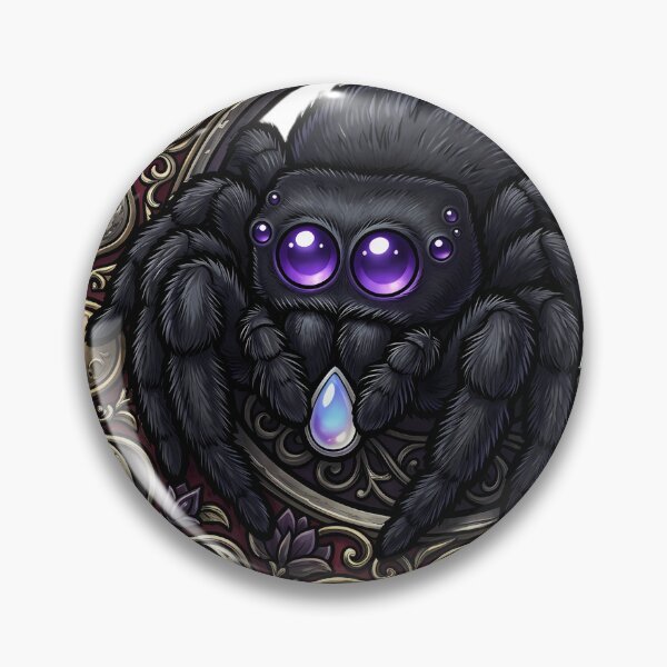 Item preview, Gothic Velvet Jumping Spider Moonstone Lunar Brooch designed and sold by IllumeInk.