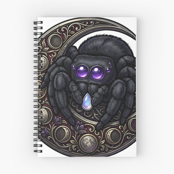 Item preview, Gothic Velvet Jumping Spider Moonstone Lunar Brooch designed and sold by IllumeInk.