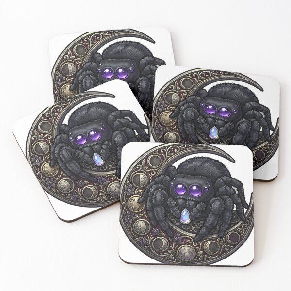 Item preview, Gothic Velvet Jumping Spider Moonstone Lunar Brooch designed and sold by IllumeInk.