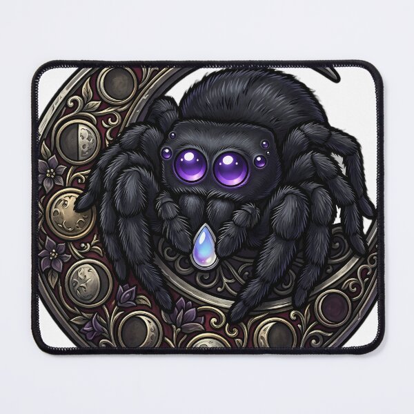 Item preview, Gothic Velvet Jumping Spider Moonstone Lunar Brooch designed and sold by IllumeInk.