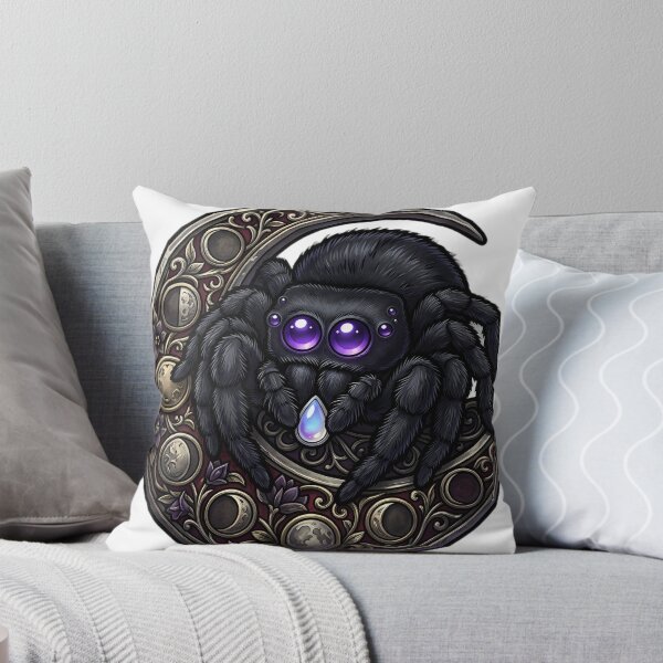 Item preview, Gothic Velvet Jumping Spider Moonstone Lunar Brooch designed and sold by IllumeInk.