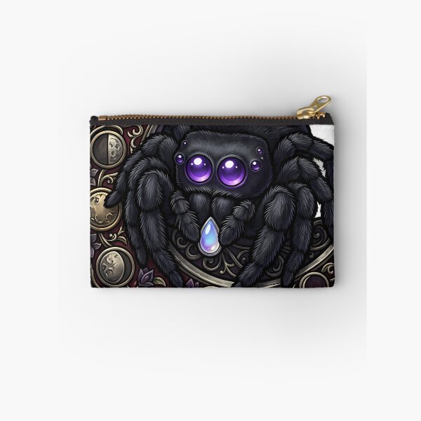 Item preview, Gothic Velvet Jumping Spider Moonstone Lunar Brooch designed and sold by IllumeInk.