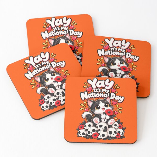Item preview, Yay It’s My National Day – Cute Cat & Red Flower Design designed and sold by IMuDesigner.