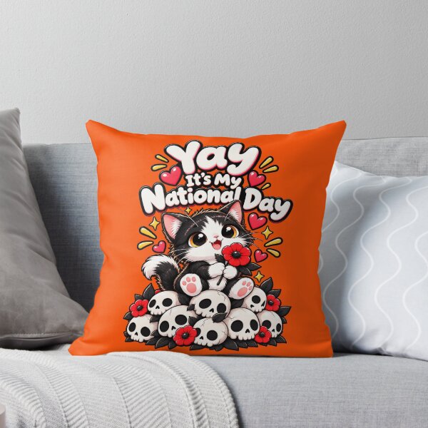 Item preview, Yay It’s My National Day – Cute Cat & Red Flower Design designed and sold by IMuDesigner.