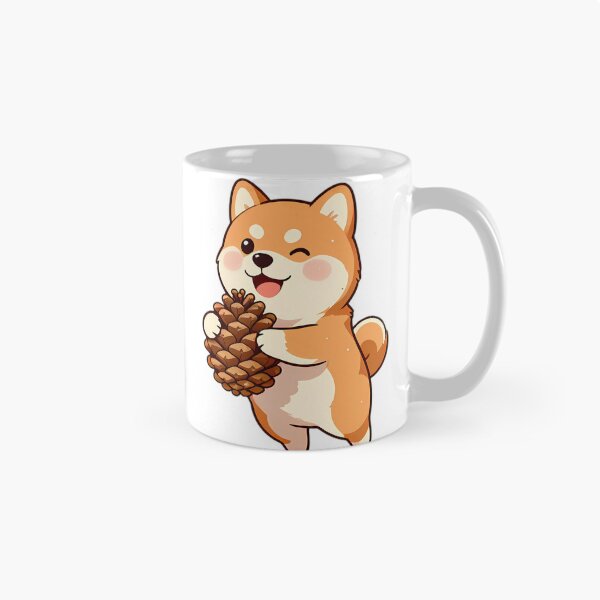 Item preview, Cute Shiba Inu Puppy Hugging Autumn Pinecone designed and sold by pumsquare.