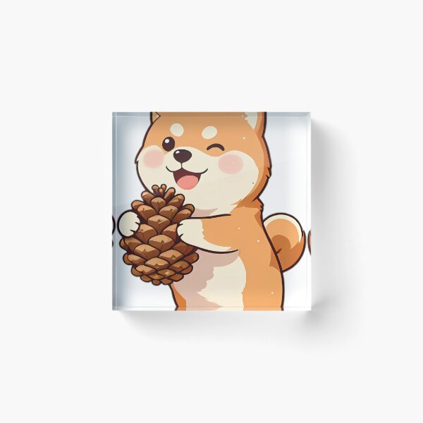 Item preview, Cute Shiba Inu Puppy Hugging Autumn Pinecone designed and sold by pumsquare.