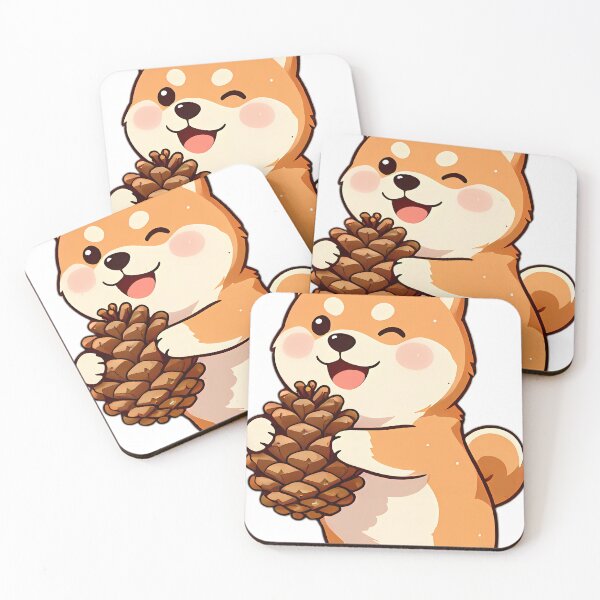 Item preview, Cute Shiba Inu Puppy Hugging Autumn Pinecone designed and sold by pumsquare.