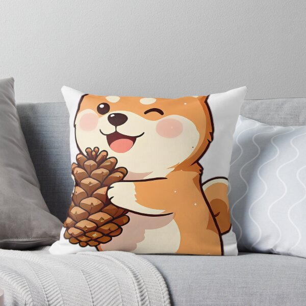 Item preview, Cute Shiba Inu Puppy Hugging Autumn Pinecone designed and sold by pumsquare.