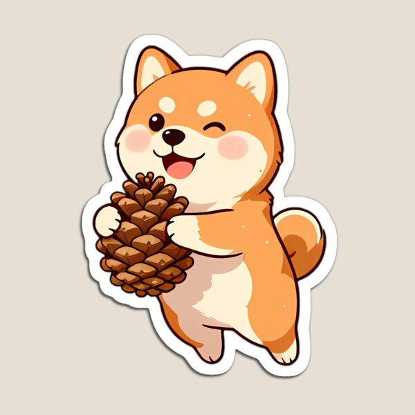 Item preview, Cute Shiba Inu Puppy Hugging Autumn Pinecone designed and sold by pumsquare.