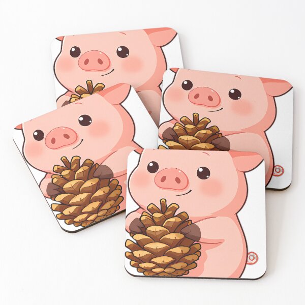 Item preview, Cute Baby Piglet Hugging Autumn Pinecone designed and sold by pumsquare.
