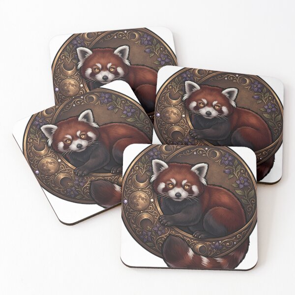 Item preview, Gothic Red Panda Carved Brass Harvest Moon designed and sold by IllumeInk.