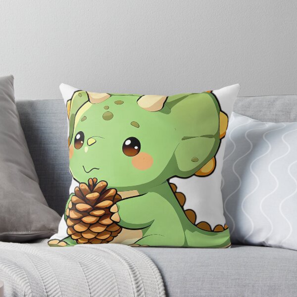 Item preview, Cute Chibi Triceratops Hugging Autumn Pinecone designed and sold by pumsquare.
