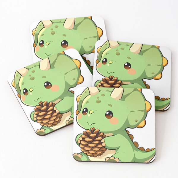 Item preview, Cute Chibi Triceratops Hugging Autumn Pinecone designed and sold by pumsquare.