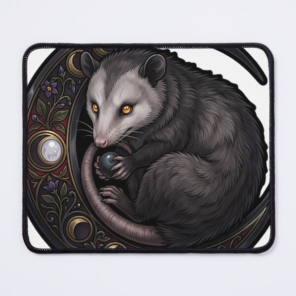Item preview, Gothic Opossum Curled Obsidian Lunar Crescent designed and sold by IllumeInk.