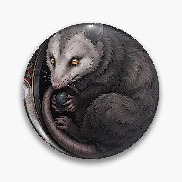 Item preview, Gothic Opossum Curled Obsidian Lunar Crescent designed and sold by IllumeInk.