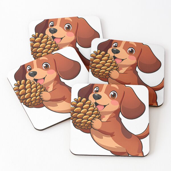 Item preview, Cute Dachshund Puppy Hugging Autumn Pinecone designed and sold by pumsquare.
