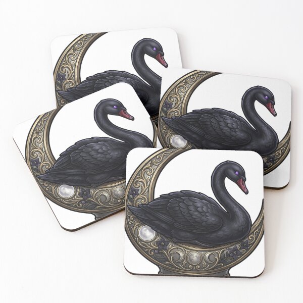Item preview, Gothic Black Swan Antique Silver Harvest Crescent designed and sold by IllumeInk.