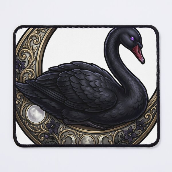 Item preview, Gothic Black Swan Antique Silver Harvest Crescent designed and sold by IllumeInk.