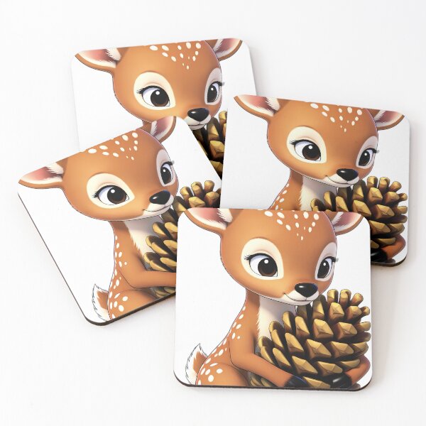 Item preview, Cute Baby Deer Fawn Hugging Autumn Pinecone designed and sold by pumsquare.