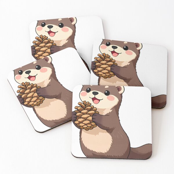 Item preview, Cute Sable Ferret Hugging Autumn Pinecone designed and sold by pumsquare.